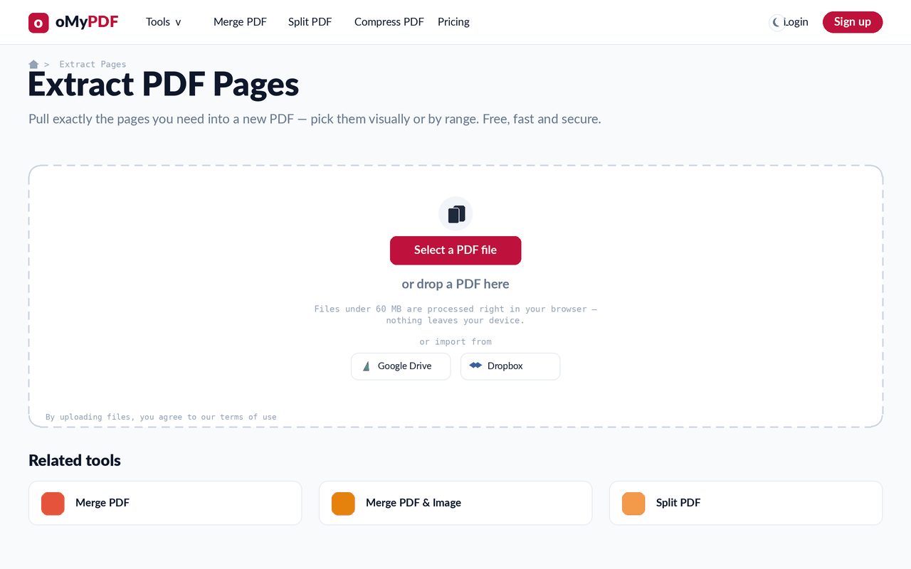 Animated walkthrough of extracting pages from a PDF and downloading them as a new file