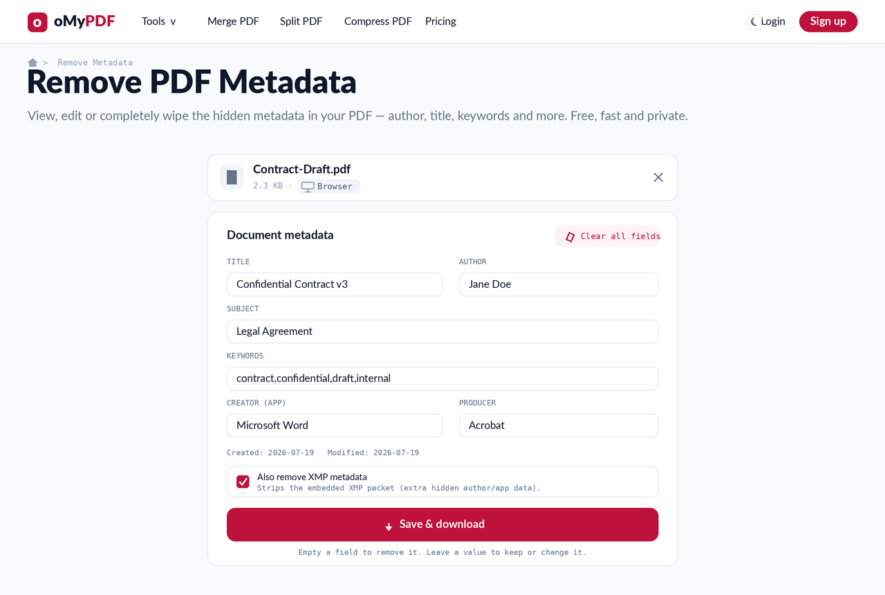 Viewing the hidden metadata fields stored in a PDF — title, author, keywords and more