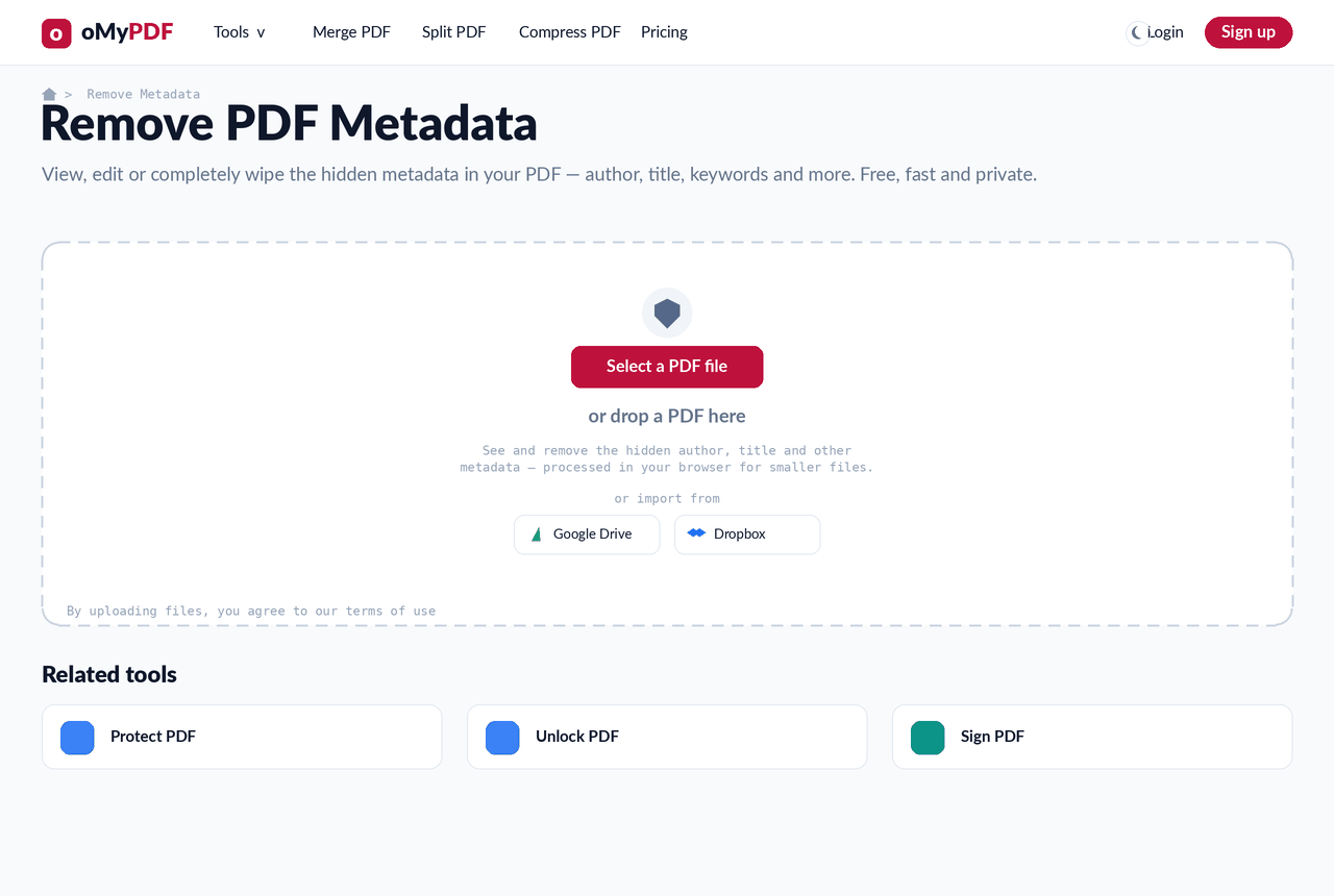 Animated walkthrough of viewing and removing hidden metadata from a PDF